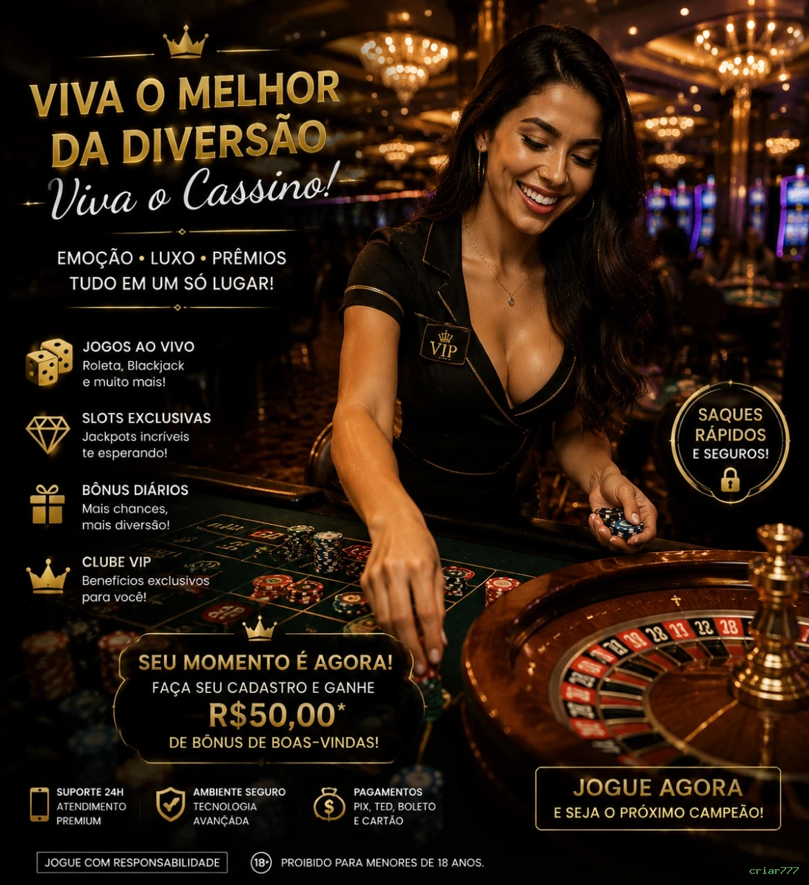 Cassino ao vivo da criar777 com dealers reais